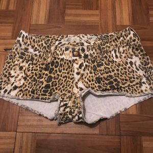 Shorts - Cheetah print denim shorts Shorts - Cheetah print denim shorts